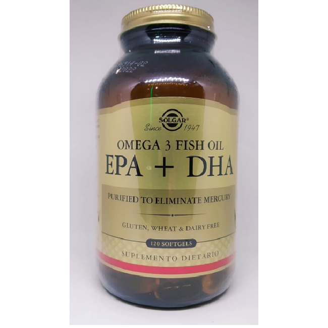 OMEGA 3 FISH OIL EPA + DHA 120 CÁPSULAS SOLGAR